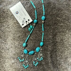 Turquoise necklace and earrings